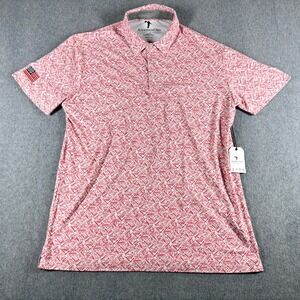 Anderson Ord Men's Golf Polo Shirt Red Large Performance Geometric New NWT USA